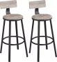 Hoppa! barkruk set van 2 barstoelen keukenstoelen met stevig metalen frame zithoogte 73 cm eenvoudige montage industrieel design grijs-zwart - Thumbnail 1