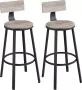 Hoppa! barkruk set van 2 barstoelen keukenstoelen met stevig metalen frame zithoogte 73 cm eenvoudige montage industrieel design vintage bruin-zwart - Thumbnail 2