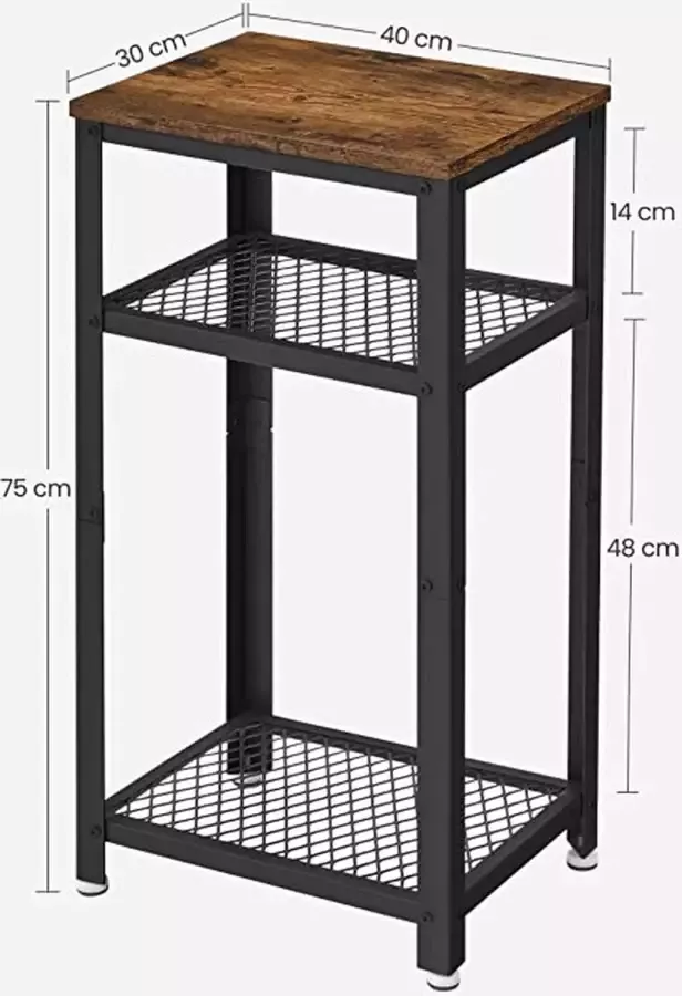 Hoppa! bijzettafel met 2 rasterplanken Vintage Metaal Bruin 40 x 30 x 75 cm - Foto 2