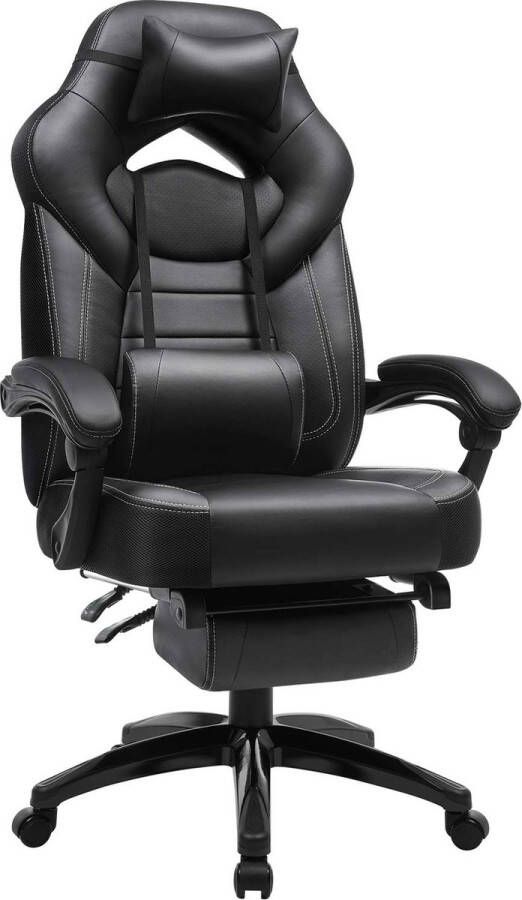 Hoppa! bureaustoel met voetsteun bureaustoel ergonomische vormgeving verstelbare hoofdsteun lendensteun tot 150 kg belasting zwart