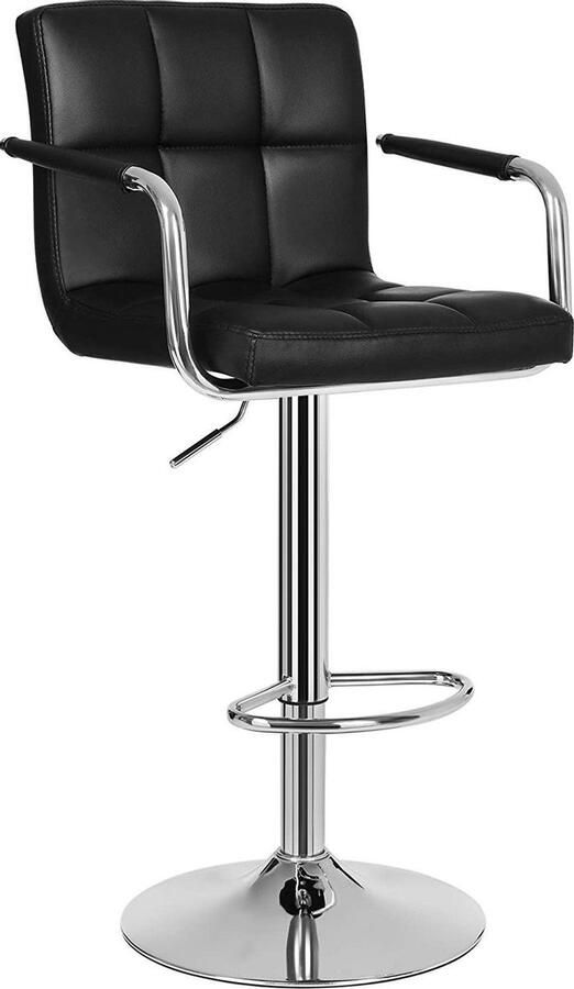 Hoppa! Barkruk met Armleuningen Zwart Metaal Kunstleer 44.5 x 41 x 115 cm