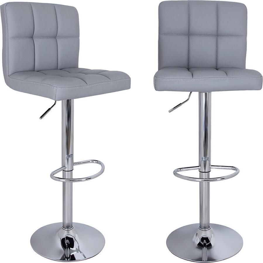 Signature Home Rodos barkrukken set van 2 barstoelen met rugleuning stevig barkruk PU ​​​​grijs