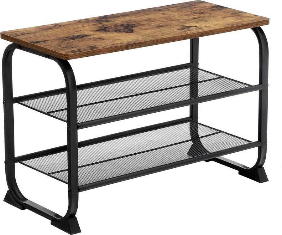 Hoppa! Schoenenrek Schoenenkast Bijzettafel Bruin Metaal 67 x 31 x 46 cm (B x D x H) - Foto 2