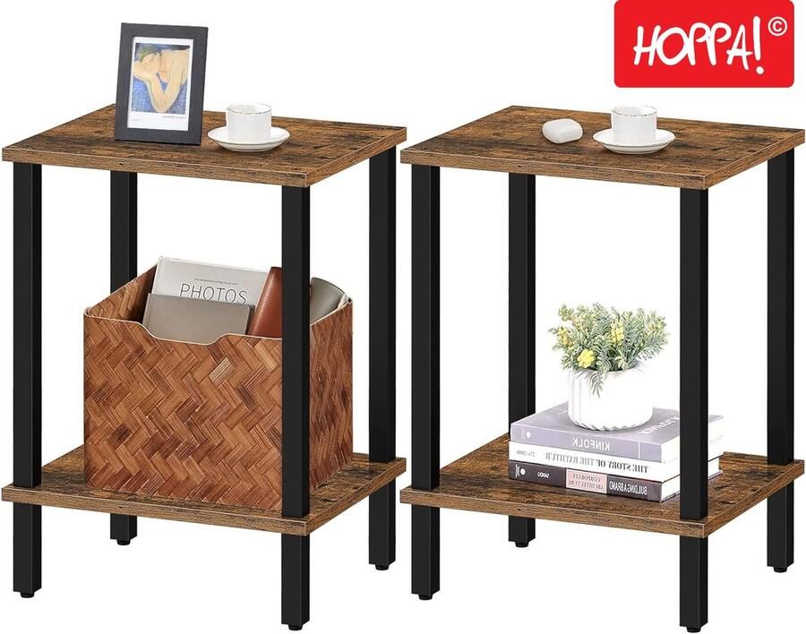 Hoppa! Bijzettafel nachtkastje 38 x 30 x 55 cm (L x D x H) Bruin