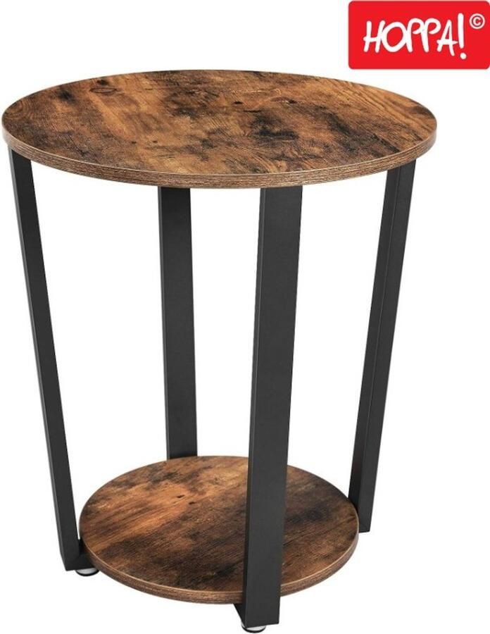 Hoppa! Bijzettafel Bruin Zwart Metaal 51 x 51 x 58 cm (L x D x H)