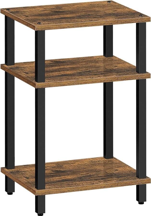 Hoppa! bijzettafel nachtkastje 3-laags opbergplank banktafel voor kleine ruimte woonkamer slaapkamer