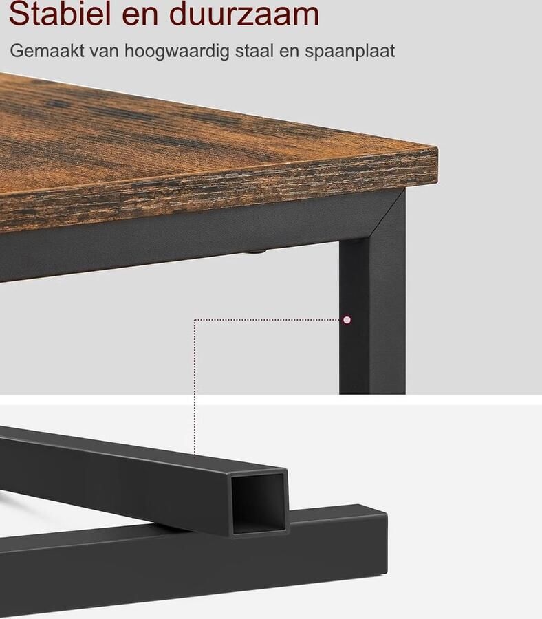 Hoppa! Bijzettafel nachtkastje met stekkerdoos 2 lades banktafel nachtkastje voor woonkamer slaapkamer vintage bruin klassiek zwart LET325B01 - Foto 2