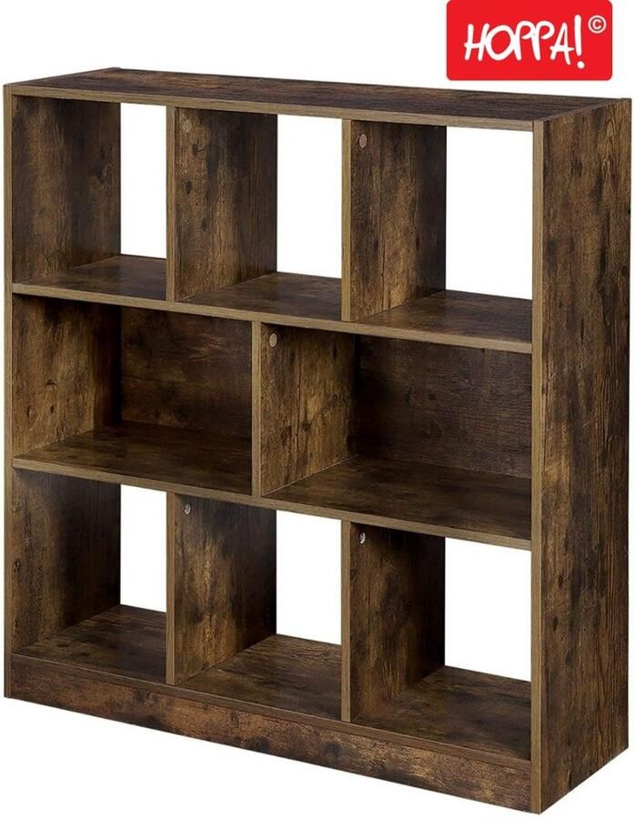 Hoppa! Boekenkast 8 Vakken Bruin Hout 97.5 x 30 x 100 cm (B x D x H) - Foto 2