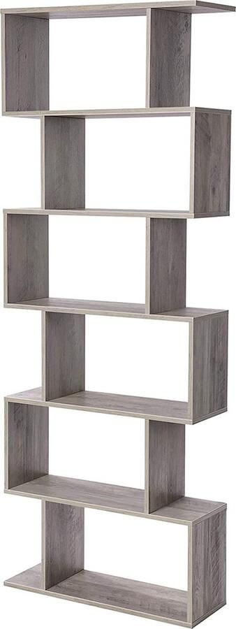 Hoppa! boekenkast boekenplank 6-etage vrijstaand kantoor plank decoratieve plank voor display modern voor woonkamer slaapkamer kantoor greige