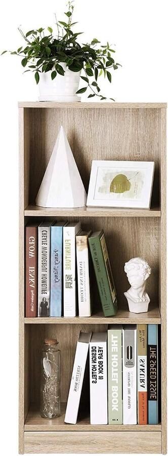 Hoppa! Boekenplank Met 3 Vakken Verstelbare Planken Archiefplank Voor Woonkamer Kinderkamer En Thuiskantoor Kleur Eiken