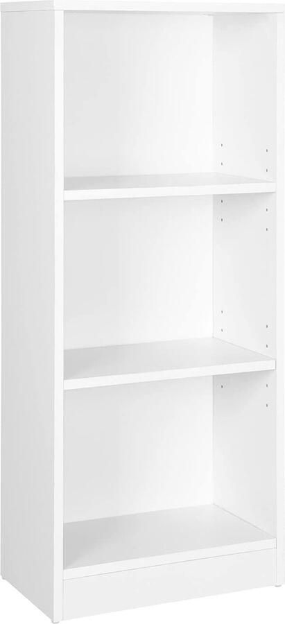 Hoppa! Boekenkast met 3 vakken verstelbare planken wit rek archiefrek voor woonkamer kinderkamer en thuiskantoor 40 x 93 x 24 cm