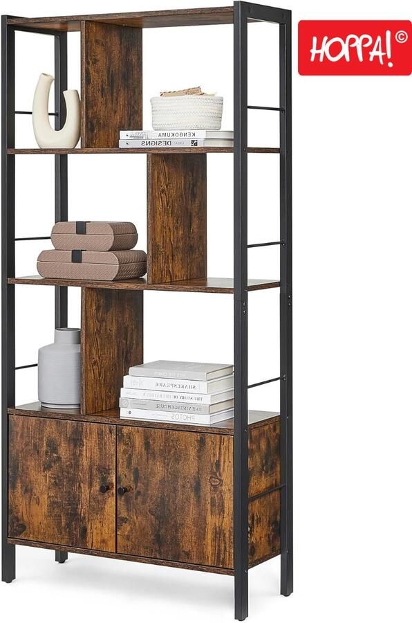 Hoppa! Boekenkast met 4 open rekken Hout Bruin 74 x 30 x 154.50 (B x D x H)