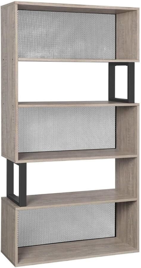 Hoppa! Moderne Boekenkast Bruin Staal Hout 80 x 30 x 149 cm