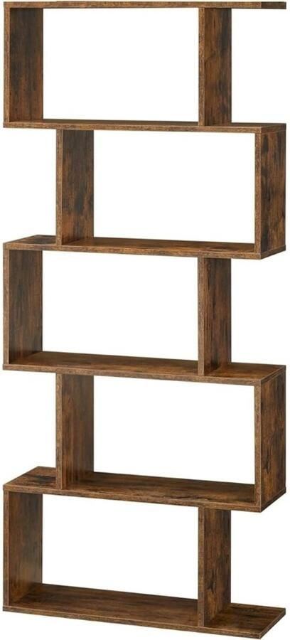Hoppa! Boekenkast Vintage Opbergkast Rechthoekige Vakken Kast Voor Boeken Bruin 70 x 24 x 159 (B x D x H) - Foto 2