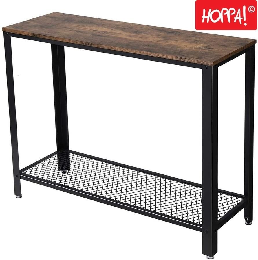 Hoppa! Consoletafel Bijzettafel Bruin Zwart Hout Ijzer Vintage 101 5 x 35 x 80 cm (B x D x H)