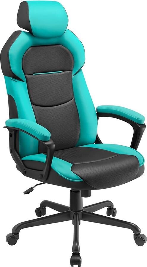 Hoppa! Ergonomische bureaustoel met voetensteun bureaustoel met hoofdsteun en lendenkussen in hoogte verstelbaar ergonomisch kantelhoek 90-135° draagvermogen tot 150 kg zwartgrijs OBG073B03