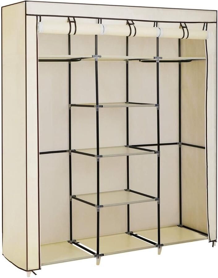 Hoppa! Stoffen garderobekast Wit Stof 150x175x45 cm (BxHxD) - Foto 2