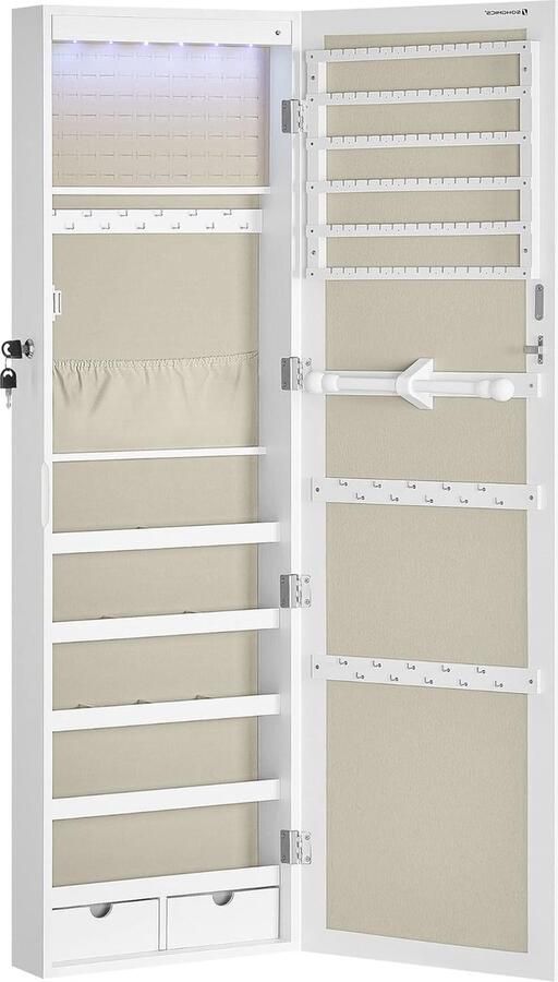 Hoppa! Hangende sieradenkast met LED-verlichting in hoogte verstelbaar (120 cm hoog)