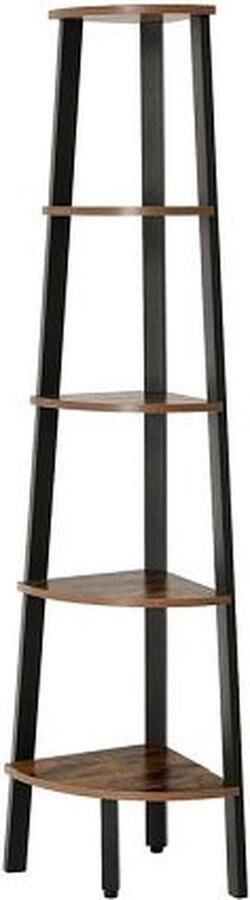 Hoppa! Hoekkast 5-laags Bruin Zwart Metaal 34 x 34 x 159 cm (B x D x H) - Foto 2