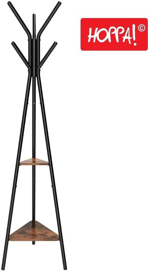 Hoppa! Kapstok Boomvormig Bruin Zwart MDF Metaal 49.5 x 49.5 x 179 cm (B x D x H)