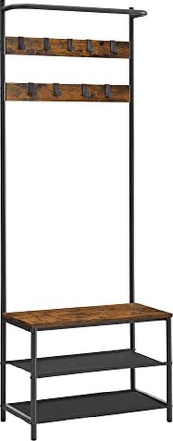 Hoppa! Kapstok kledingkast kapstok met schoenenrek schoenenplank hal slaapkamer 58 x 28 x 181 cm Scandinavisch eiken crèmewit