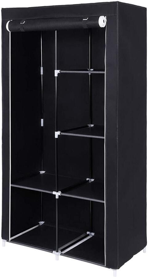 Songmics Smalle Opvouwbare Garderobekast Camping Kleding Legplank Kast Stof Stoffen Hangkast Legkast