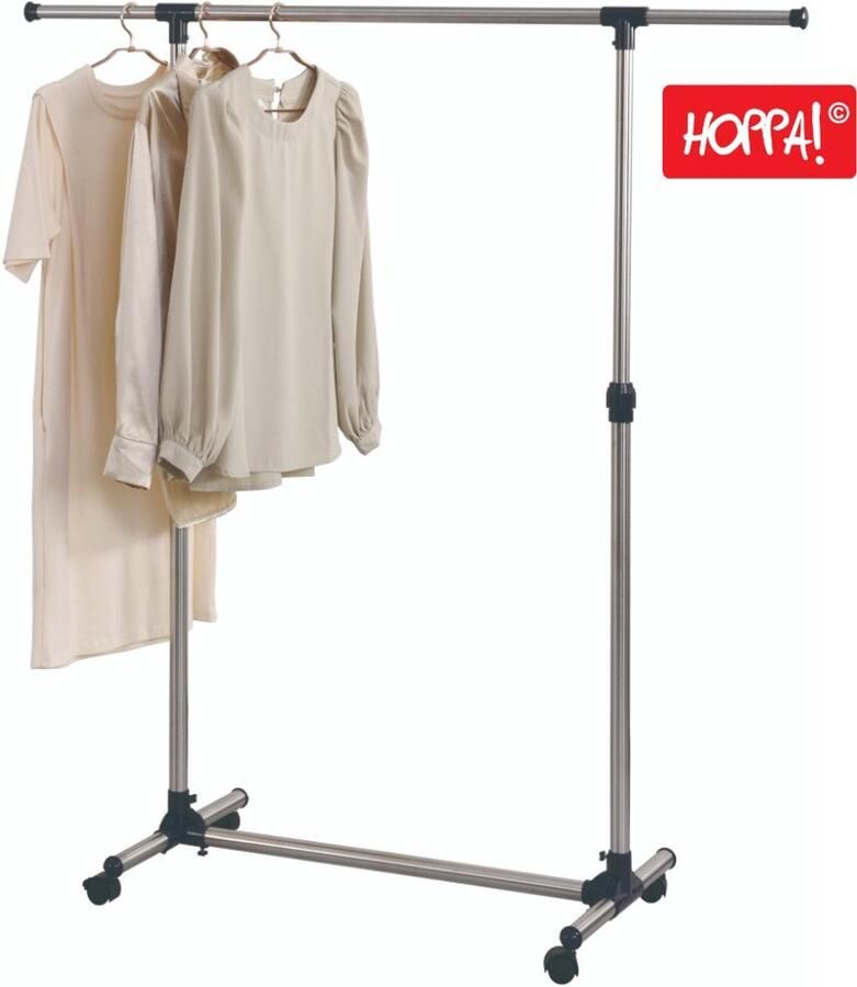 Hoppa! Kledingrek op wielen Grijs Metaal 87-141 x 45 x 97-161 cm (L x D x H)