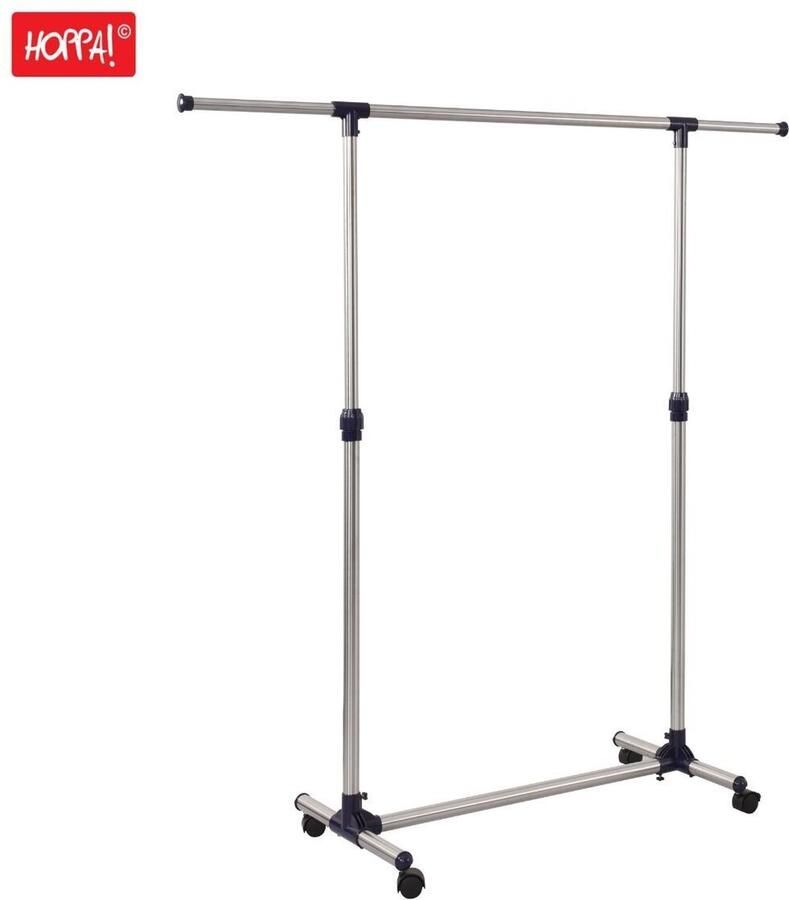 Hoppa! Kledingrek op wielen Grijs Metaal 87-141 x 45 x 97-161 cm (L x D x H) - Foto 2