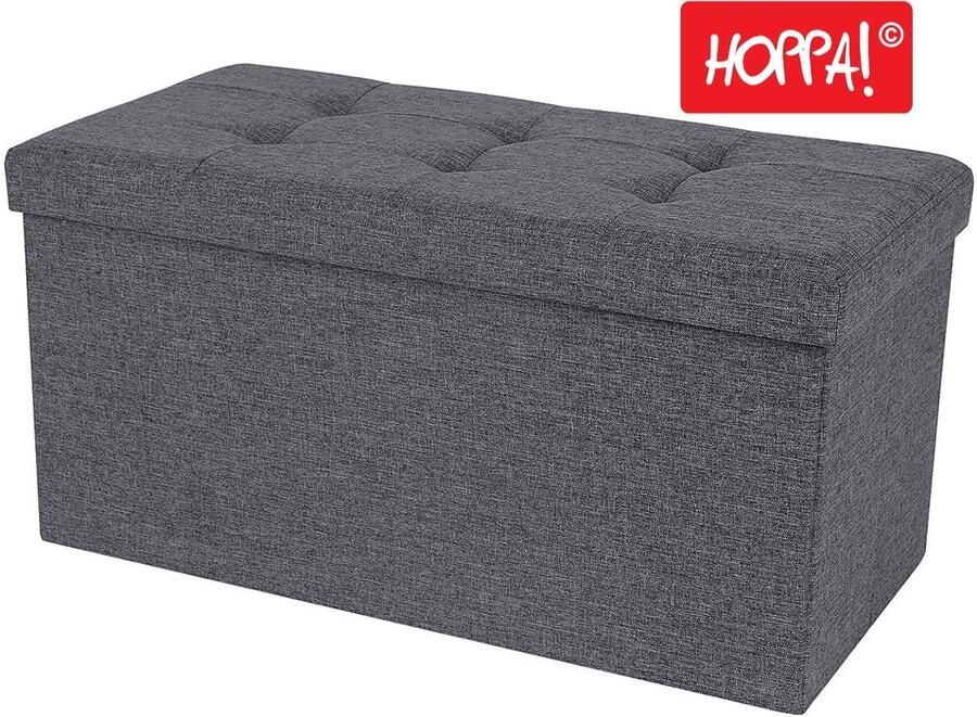 Hoppa! Linnen Zitbank Grijs 77 x 39 x 39 cm (B x D x H) Max. Belastbaarheid 300 kg