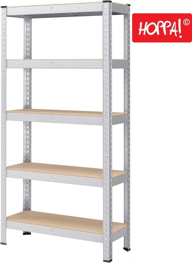 Hoppa! Magazijnstelling Opbergrek 75x30x151 cm Zilver