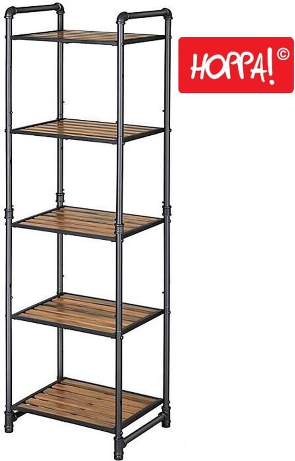 Hoppa! Magazijnstelling Opbergrek stellingkast werkplaatskast 40x30x130 (BxDxH) belastbaar tot 875 kg (175 kg per plank) 5 verstelbare legplanken metalen legplank zonder bouten zwaar rek kelderrek voor zwaar gebruik Zwart