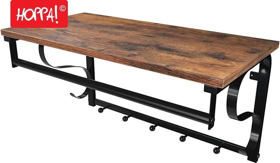 Hoppa! Metalen Wandrek Bruin 60 x 30 x 32 cm (L x B x H)