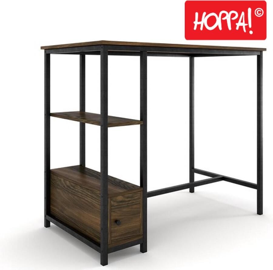 Hoppa! Santa Monica Bartafel Bartafels Industrieel Bruin Zwart 115 x 65 x 100 cm (LxBxH)