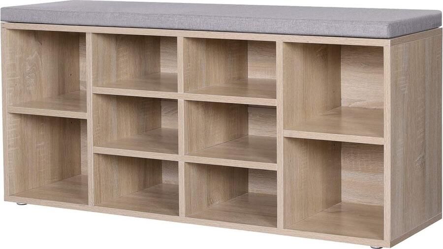Hoppa! Schoenenkast met Zitvlak HoutKleur Hout 104 x 30 x 48 cm
