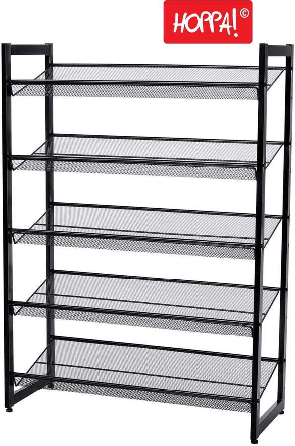 Hoppa! Schoenenrek 5 Laags Zwart Ijzer 75 x 31 x 105 cm (B x D x H)