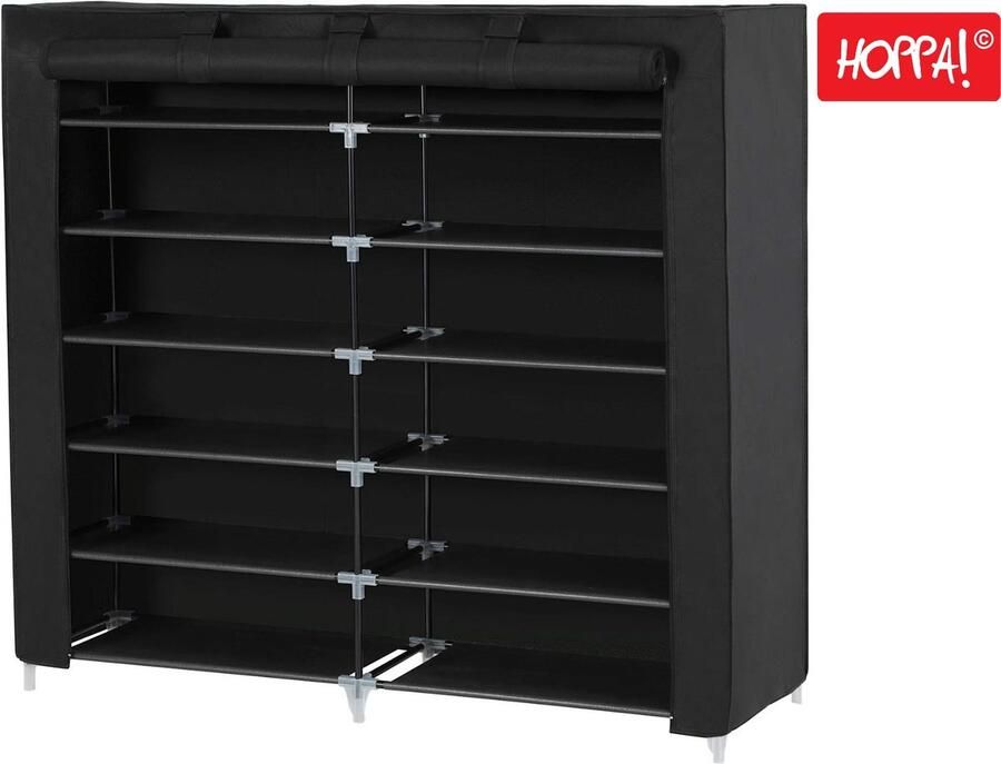 Hoppa! Schoenenrek 7 planken zwart fleece 116 x 28 5 x 111 cm (B x D x H)