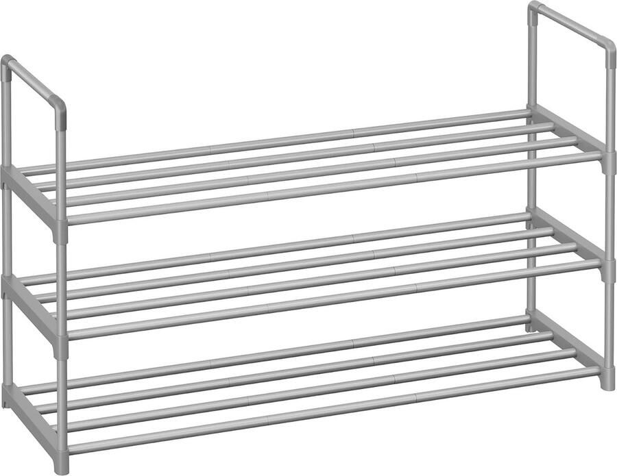 Hoppa! Schoenenrek schoenenkast schoenenbank schoenbank 3 lagen 15 paar schoenen 92x30x54 cm (BxDxH) grijs