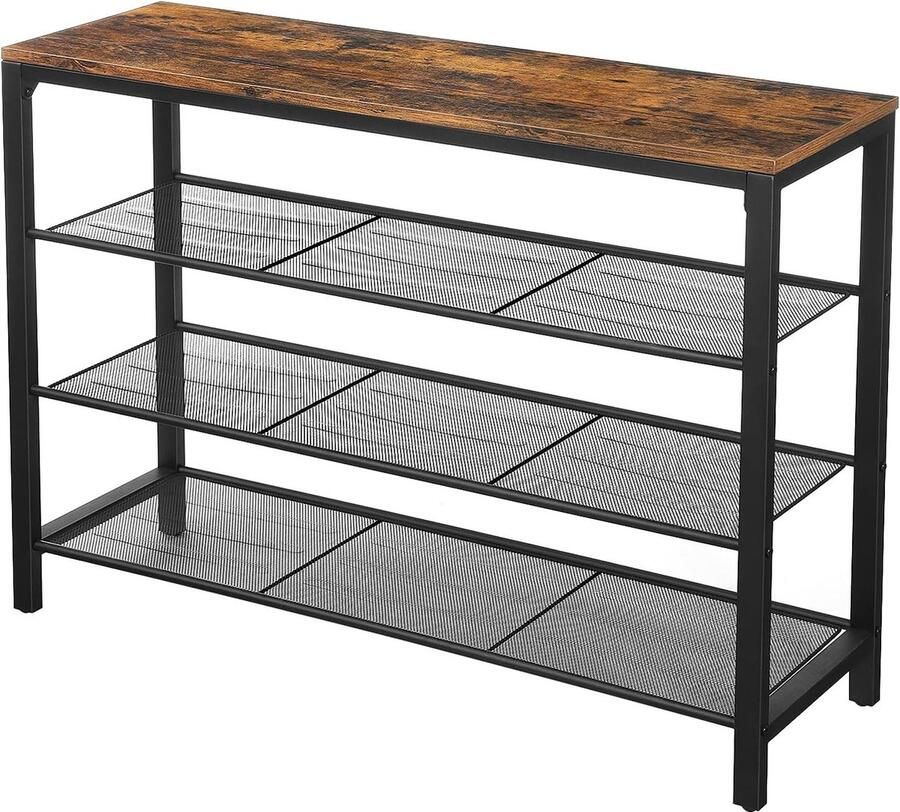 Hoppa! Schoenenrek Vintage Bruin Zwart Metaal 100 x 30 x 72 cm (B x D x H) - Foto 2