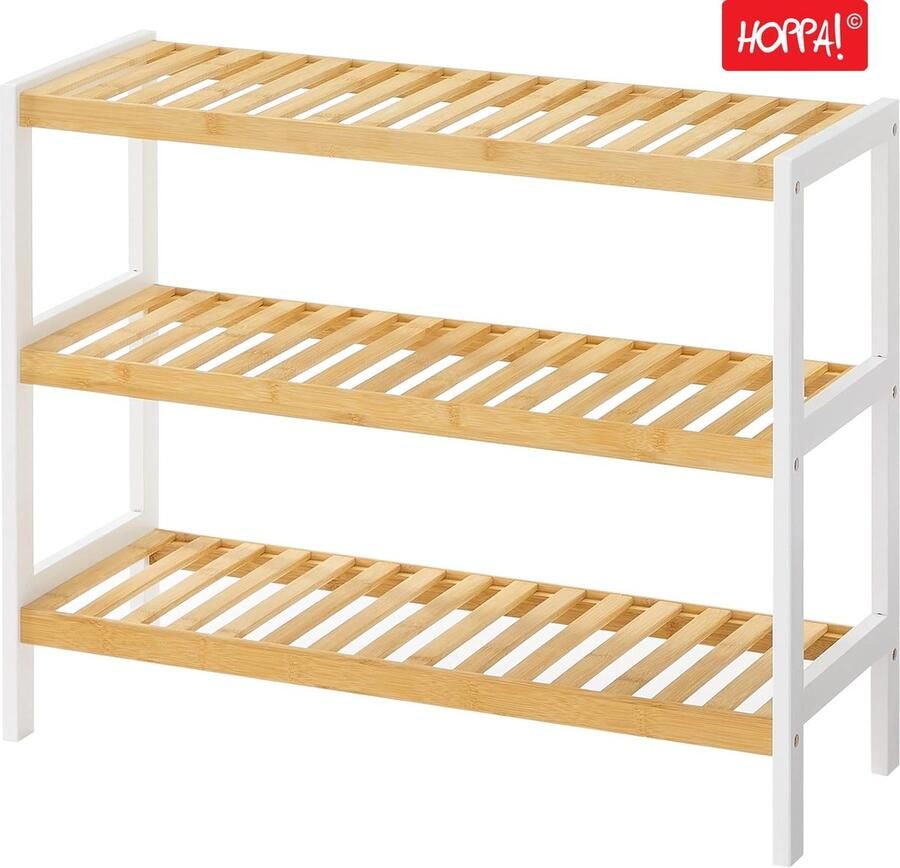 Hoppa! Schoenenrek Wit Bamboe 71 x 56 x 27 cm (B x D x H)