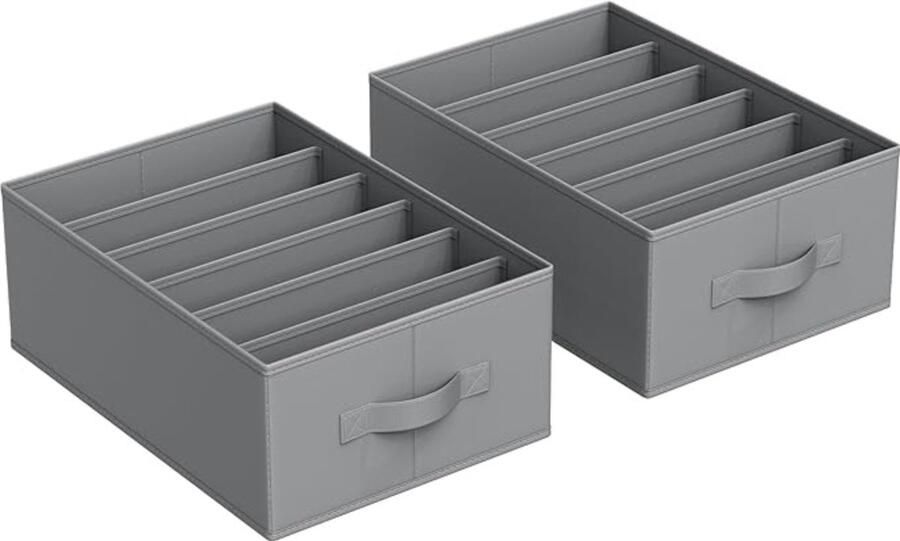 Hoppa! Set van 2 lade-organizers 6-vaks kastorganizers opvouwbare kledingorganizers 42 x 30 x 17 cm voor broeken kleding duifgrijs