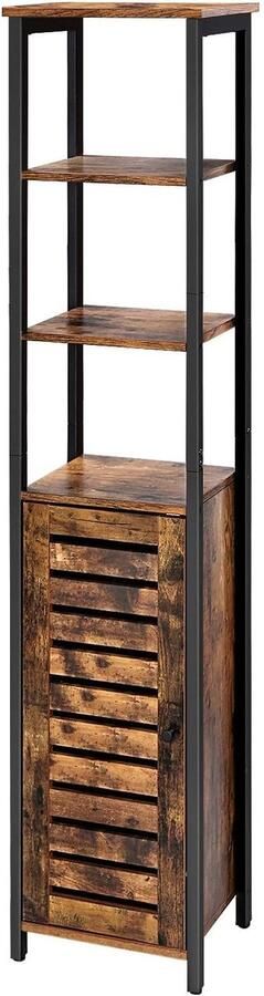 Hoppa! Smalle Opbergkast Bruin Zwart Spaanplaat 38 x 31 x 168 cm (B x D x H)