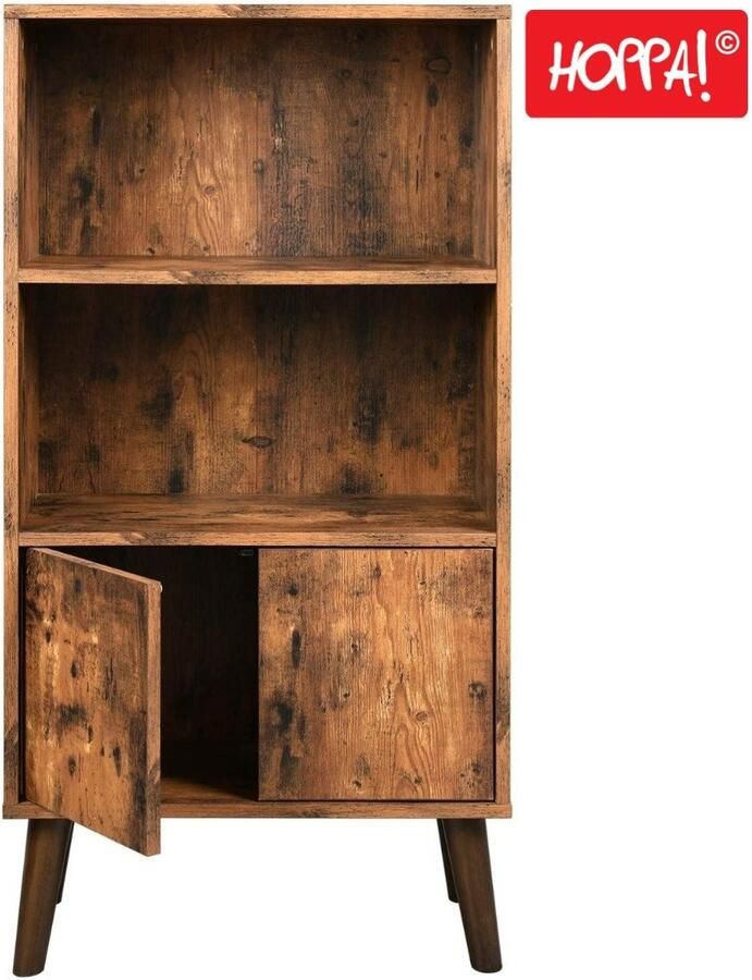 Hoppa! Spaanplaat boekenkast Bruin Hout 60 x 30 x 120 cm (B x D x H)