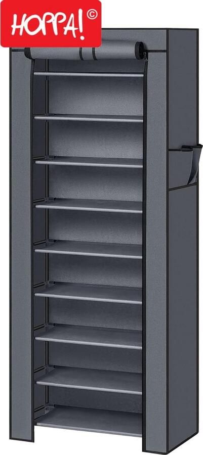 Hoppa! Stoffen schoenenkast grijs niet-geweven stof 58 x 28 x 160 cm - Foto 2