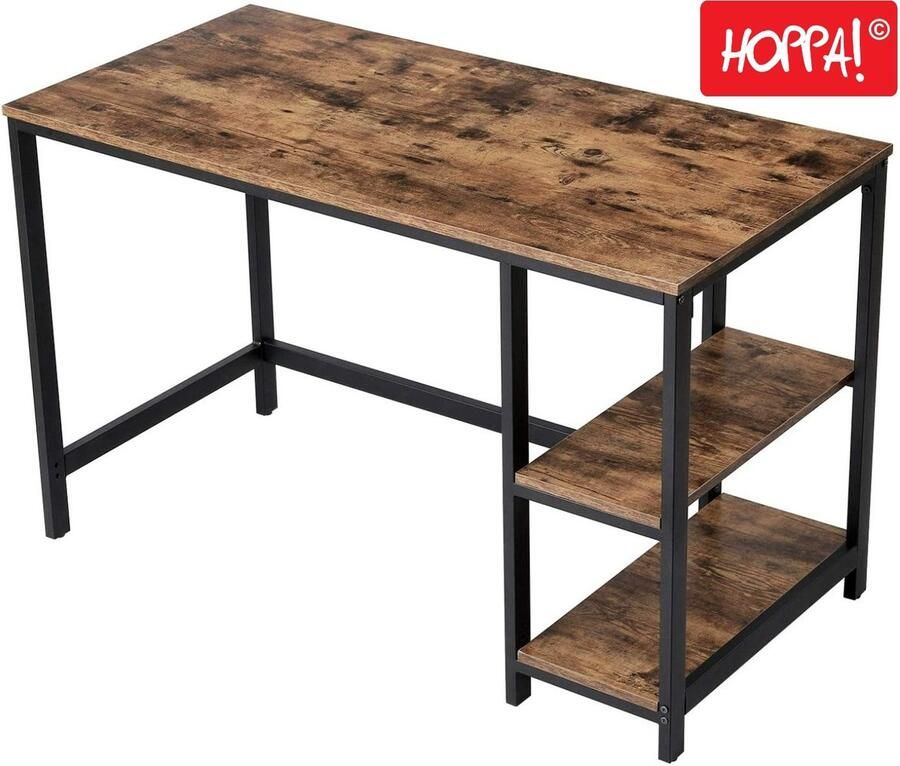 Hoppa! Tafel Computer bureau PC-bureau Kantoorbureau Bruin Zwart Hout 120 x 59 x 75 cm (B x D x H)