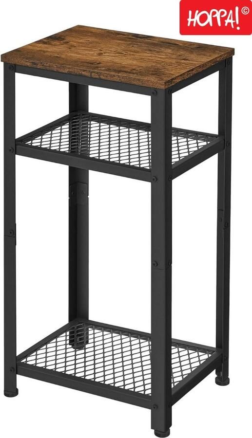 Hoppa! bijzettafel met 2 rasterplanken Vintage Metaal Bruin 40 x 30 x 75 cm