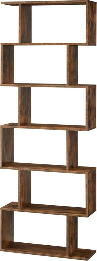 Hoppa! Boekenkast Vintage Opbergkast Rechthoekige Vakken Kast Voor Boeken Bruin 70 x 24 x 159 (B x D x H) - Foto 3