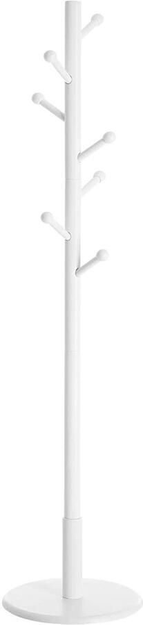 Hoppa! Kapstok vrijstaande kapboom met 7 afgeronde haken houten hal boom Entree kapstok voor kleding hoeden portemonnees in de toegang woonkamer wit