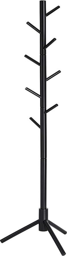 Songmics Hoppa! kapstok vrijstaande kapstok garderobe van massief hout in boomvorm met 8 haken voor kleding hoeden tassen gang entree zwart