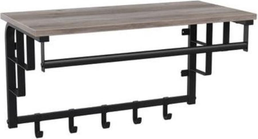 Hoppa! Wandgarderobe 5 Haken Grijs Metaal 60 x 20 x 33 cm