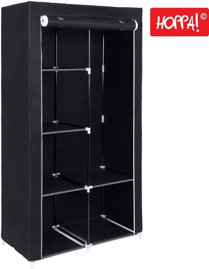 Hoppa! Zwarte kledingkast met metalen frame 89 x 46 x 169 cm (B x D x H)